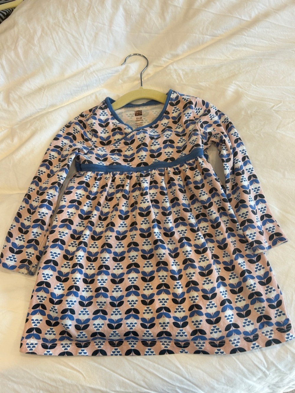 Tea Baby Girl Navy & Blush Long Sleeve Dress